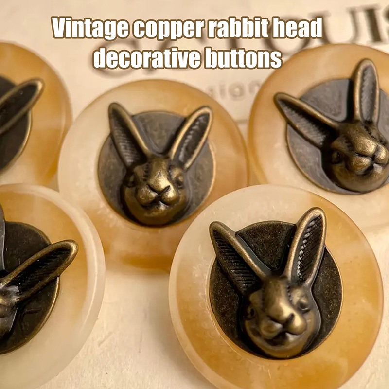 Vintage Sewing Textile - 10pcs 25mm Vintage Copper Rabbit Head
