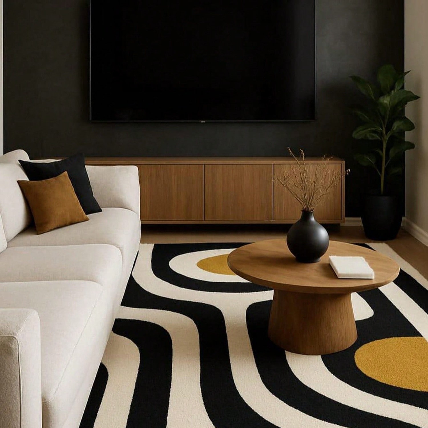 Century Textile & Sewing Supply By Owner - Tufted Wool Rug, Geometric Pattern, Mid-Century