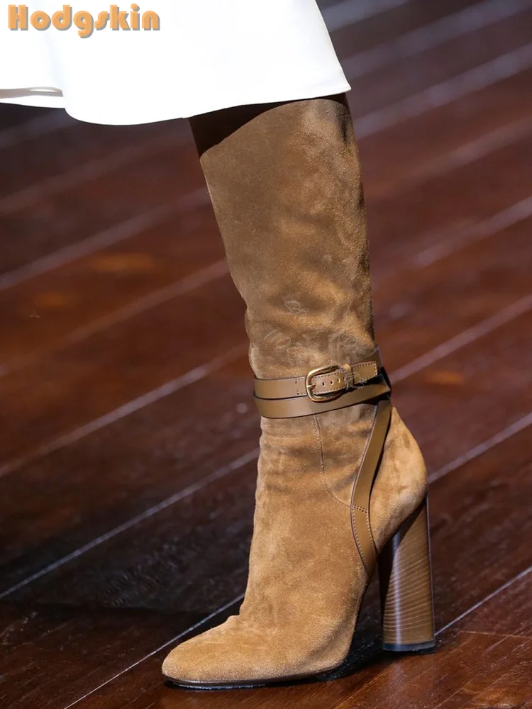 Retro Buckle Straps Boots Sued - Sewing Zipper recension och pris