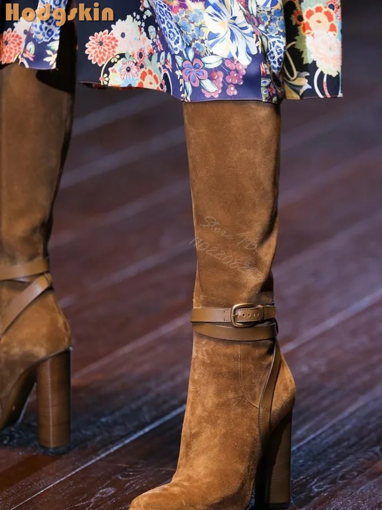 Retro Buckle Straps Boots Sued - Sewing Zipper recension och pris