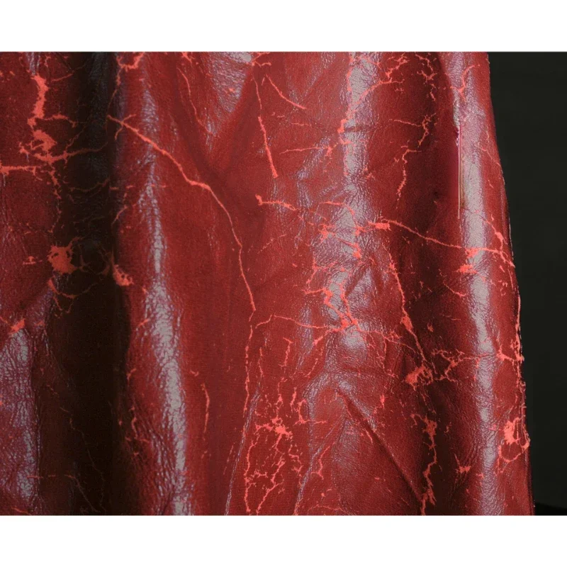 Red Flocked Leather Fabric Wri - Vintage Sewing Textile recension och pris